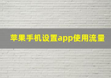 苹果手机设置app使用流量