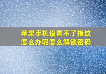 苹果手机设置不了指纹怎么办呢怎么解锁密码