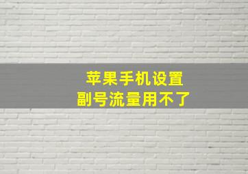 苹果手机设置副号流量用不了