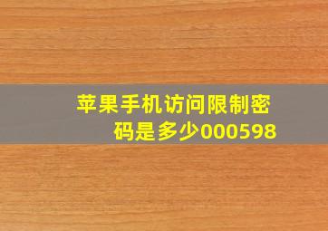 苹果手机访问限制密码是多少000598