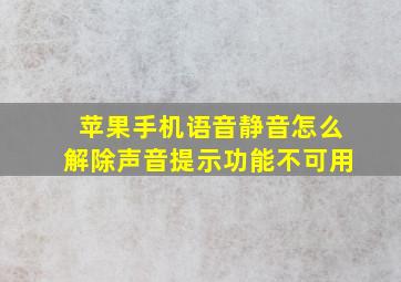 苹果手机语音静音怎么解除声音提示功能不可用