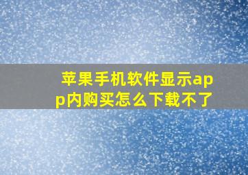 苹果手机软件显示app内购买怎么下载不了