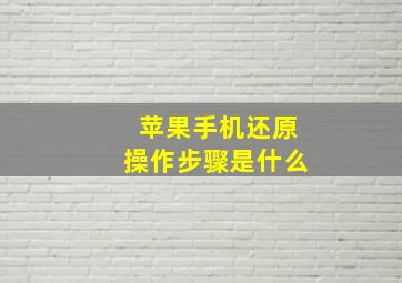 苹果手机还原操作步骤是什么