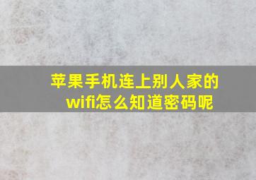 苹果手机连上别人家的wifi怎么知道密码呢