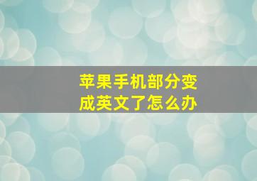 苹果手机部分变成英文了怎么办