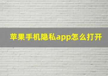 苹果手机隐私app怎么打开