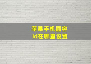 苹果手机面容id在哪里设置