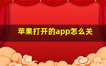 苹果打开的app怎么关