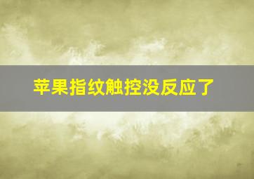 苹果指纹触控没反应了