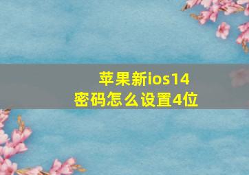 苹果新ios14密码怎么设置4位