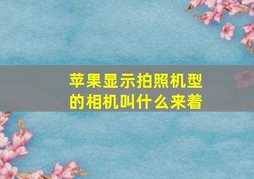 苹果显示拍照机型的相机叫什么来着