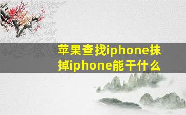 苹果查找iphone抹掉iphone能干什么