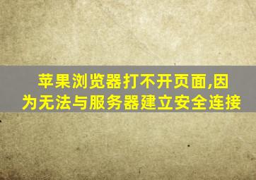 苹果浏览器打不开页面,因为无法与服务器建立安全连接