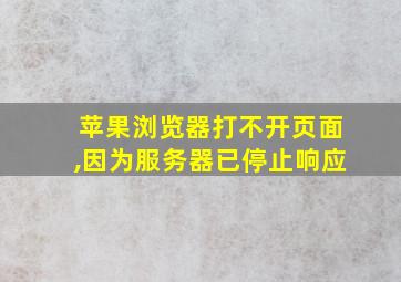 苹果浏览器打不开页面,因为服务器已停止响应