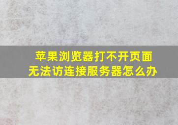 苹果浏览器打不开页面无法访连接服务器怎么办