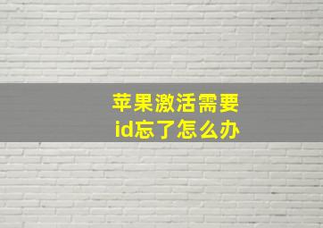 苹果激活需要id忘了怎么办