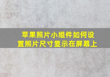 苹果照片小组件如何设置照片尺寸显示在屏幕上