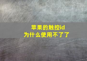 苹果的触控id为什么使用不了了