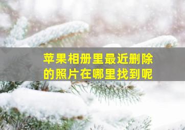 苹果相册里最近删除的照片在哪里找到呢