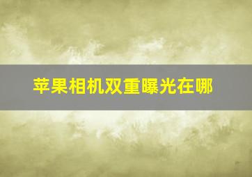 苹果相机双重曝光在哪