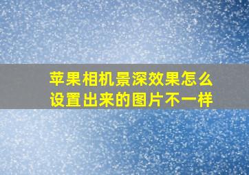 苹果相机景深效果怎么设置出来的图片不一样