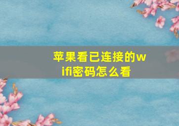 苹果看已连接的wifi密码怎么看