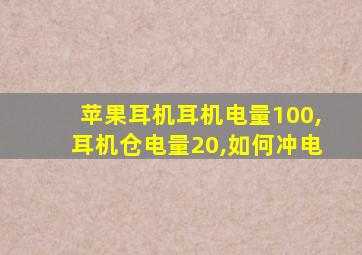 苹果耳机耳机电量100,耳机仓电量20,如何冲电