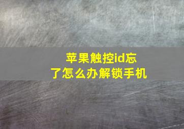 苹果触控id忘了怎么办解锁手机