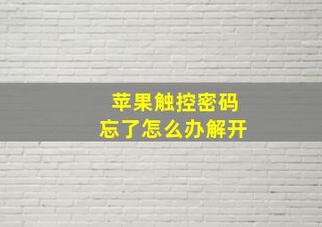 苹果触控密码忘了怎么办解开