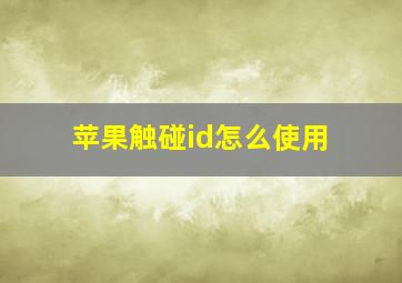 苹果触碰id怎么使用