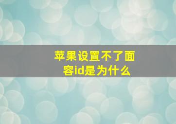 苹果设置不了面容id是为什么