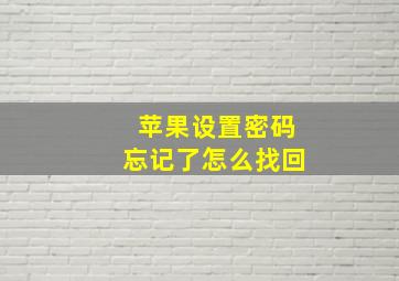 苹果设置密码忘记了怎么找回