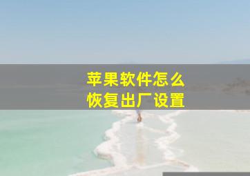 苹果软件怎么恢复出厂设置