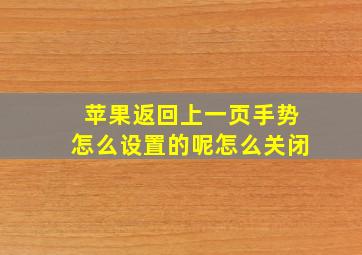 苹果返回上一页手势怎么设置的呢怎么关闭