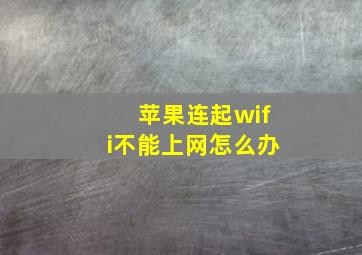 苹果连起wifi不能上网怎么办