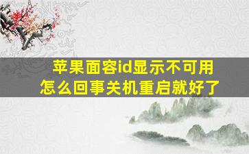 苹果面容id显示不可用怎么回事关机重启就好了