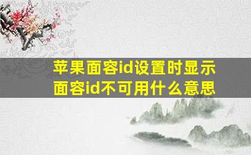 苹果面容id设置时显示面容id不可用什么意思