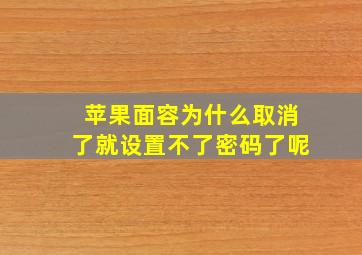 苹果面容为什么取消了就设置不了密码了呢