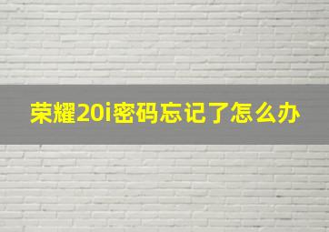 荣耀20i密码忘记了怎么办