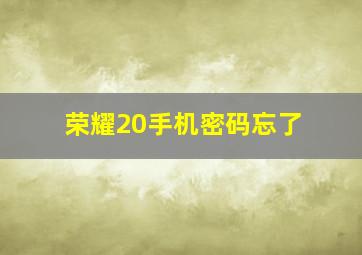 荣耀20手机密码忘了