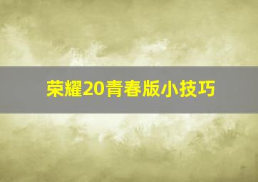 荣耀20青春版小技巧