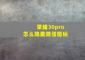 荣耀30pro怎么隐藏微信图标