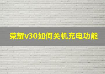 荣耀v30如何关机充电功能