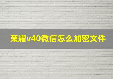 荣耀v40微信怎么加密文件