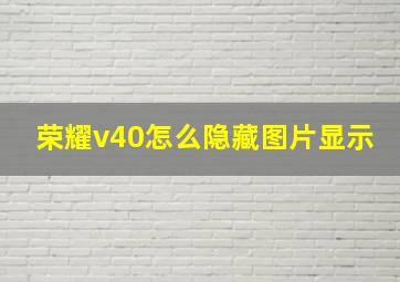 荣耀v40怎么隐藏图片显示