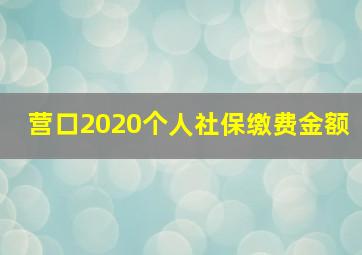 营口2020个人社保缴费金额