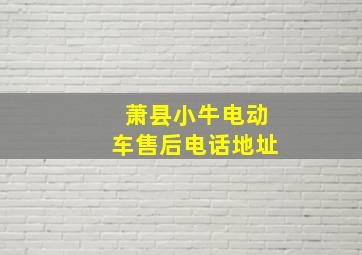 萧县小牛电动车售后电话地址