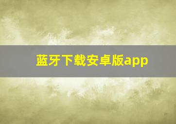 蓝牙下载安卓版app