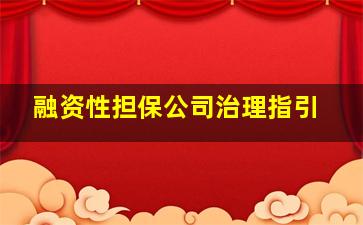 融资性担保公司治理指引