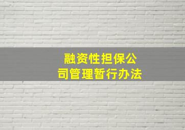 融资性担保公司管理暂行办法